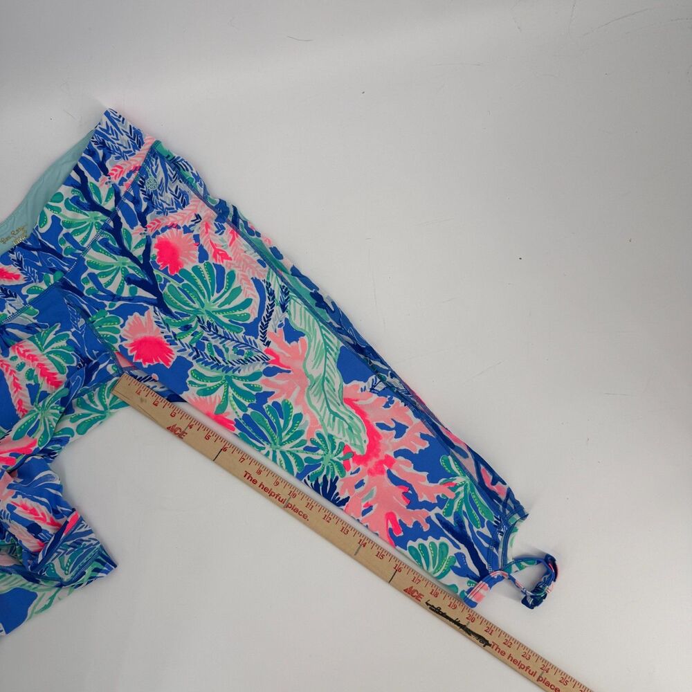 Lilly Pulitzer Luxletic Legging Women XL Blue Weekender Crop Tropical Coastal - Picture 12 of 13